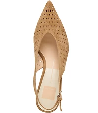 Dolce Vita Alenna Perforated Suede Kitten Heel Slingback Pumps