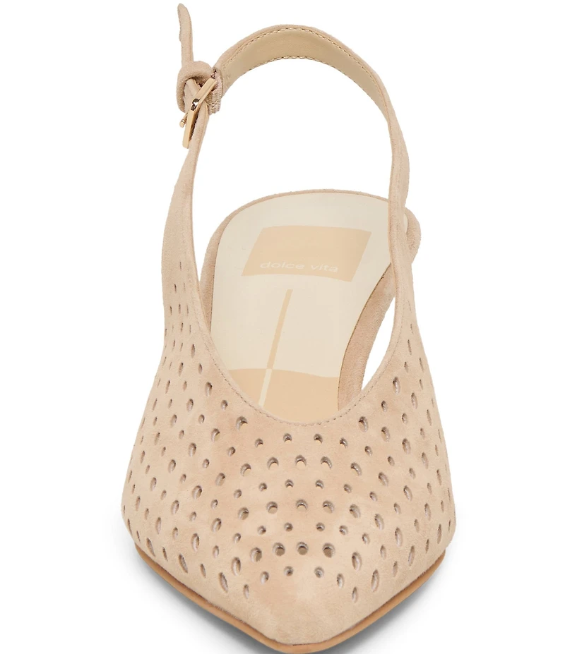 Dolce Vita Alenna Perforated Suede Kitten Heel Slingback Pumps