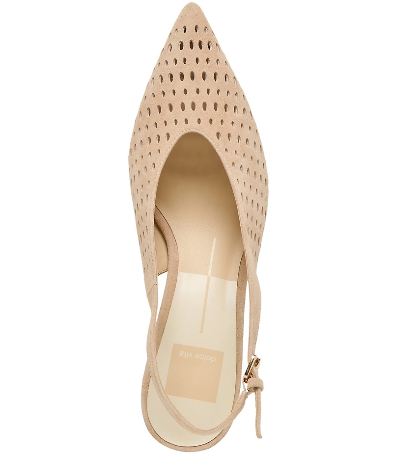 Dolce Vita Alenna Perforated Suede Kitten Heel Slingback Pumps