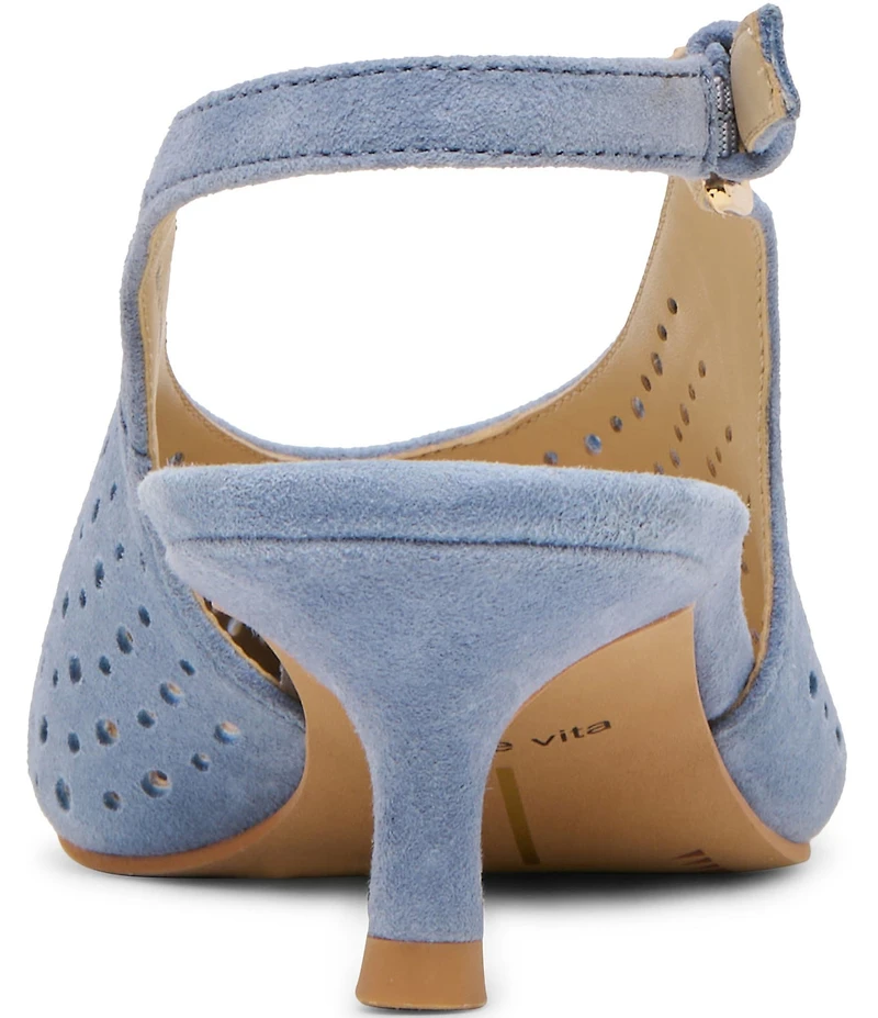 Dolce Vita Alenna Perforated Suede Kitten Heel Slingback Pumps