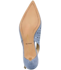 Dolce Vita Alenna Perforated Suede Kitten Heel Slingback Pumps