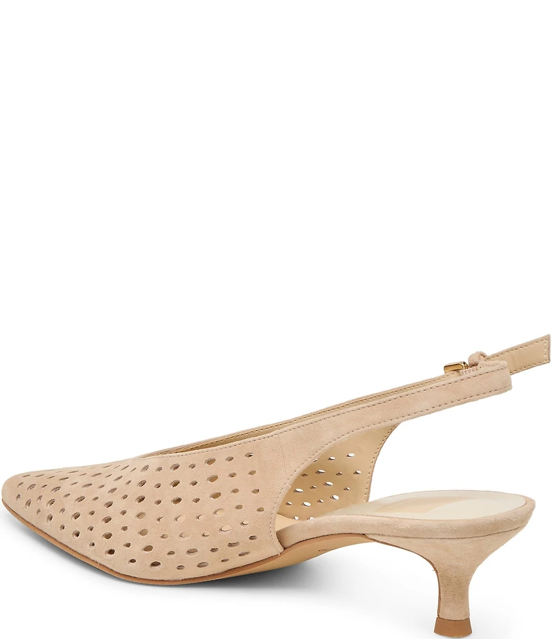 Dolce Vita Alenna Perforated Suede Kitten Heel Slingback Pumps