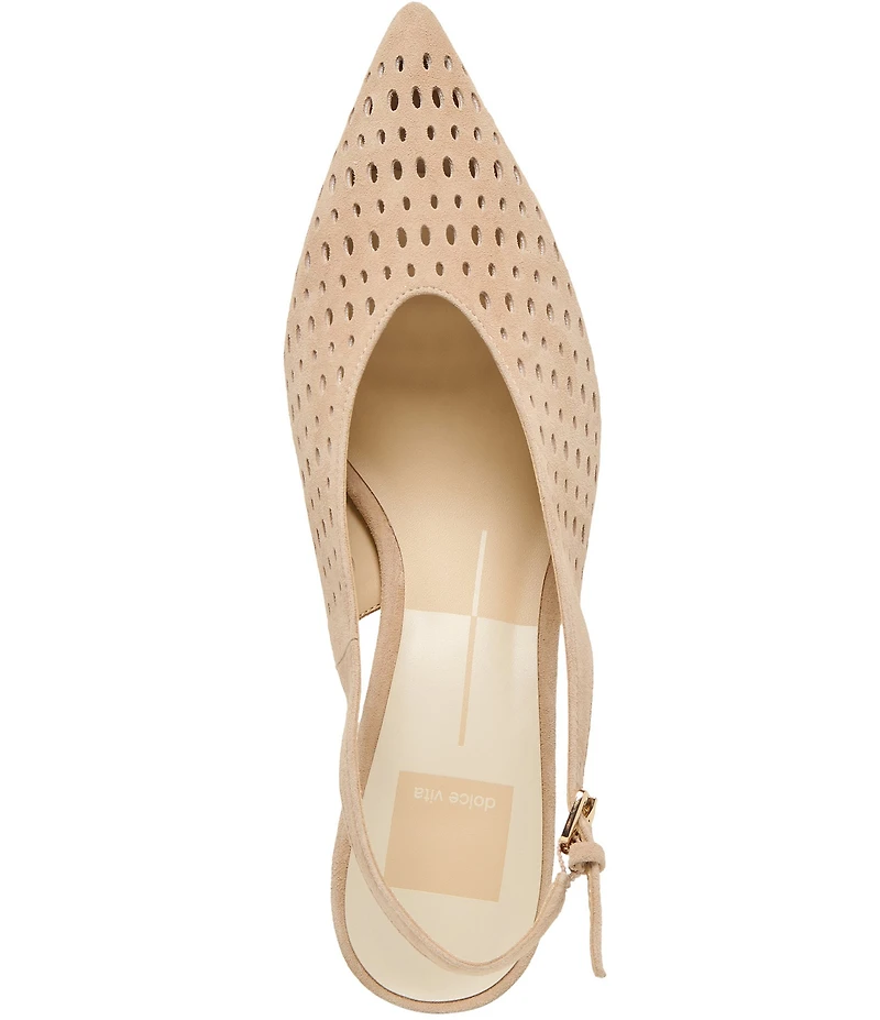 Dolce Vita Alenna Perforated Suede Kitten Heel Slingback Pumps