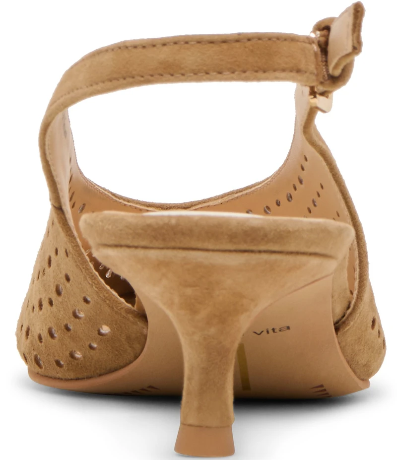 Dolce Vita Alenna Perforated Suede Kitten Heel Slingback Pumps