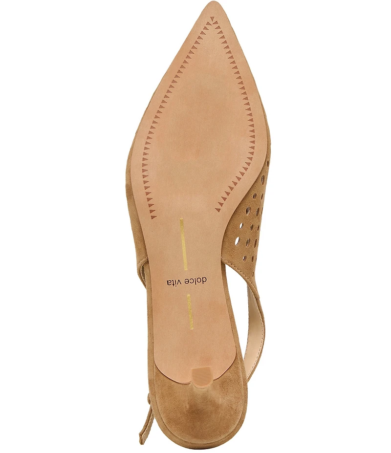 Dolce Vita Alenna Perforated Suede Kitten Heel Slingback Pumps