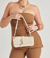 Dolce Vita Alice-R Raffia Baguette Shoulder Bag