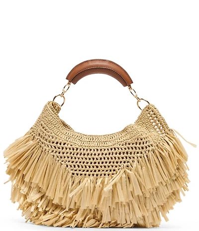 Dolce Vita Amarilis Raffia Fringe Top Handle Bag