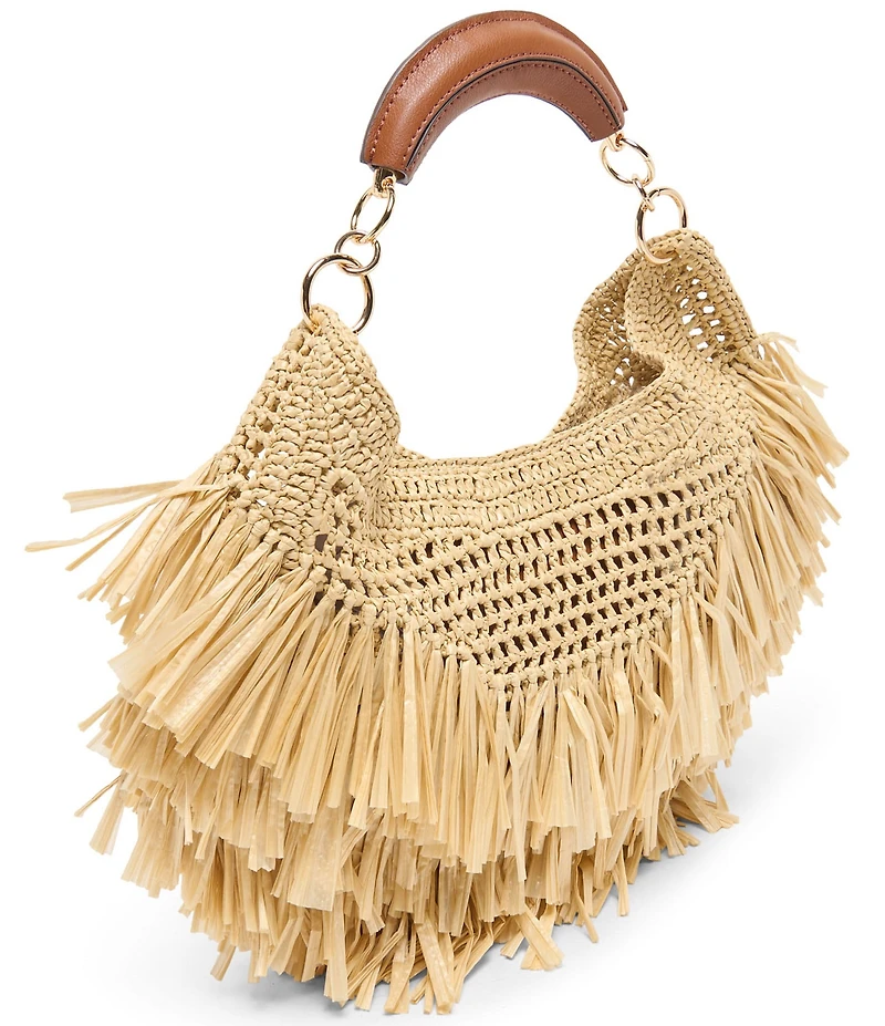 Dolce Vita Amarilis Raffia Fringe Top Handle Bag