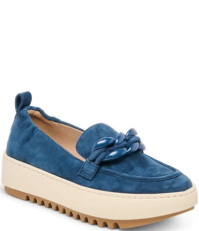 Dolce Vita Ammy Suede Chain Hardware Platform Loafers