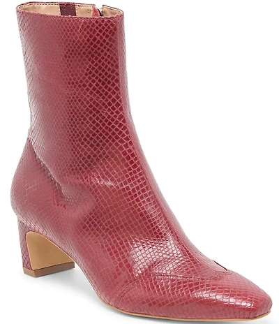 Dolce Vita Anika Snake Embossed Leather Wing Tip Kitten Heel Booties