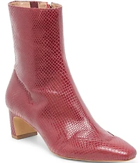 Dolce Vita Anika Snake Embossed Leather Wing Tip Kitten Heel Booties