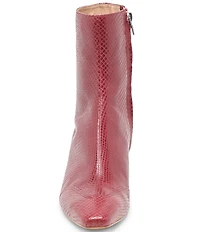 Dolce Vita Anika Snake Embossed Leather Wing Tip Kitten Heel Booties