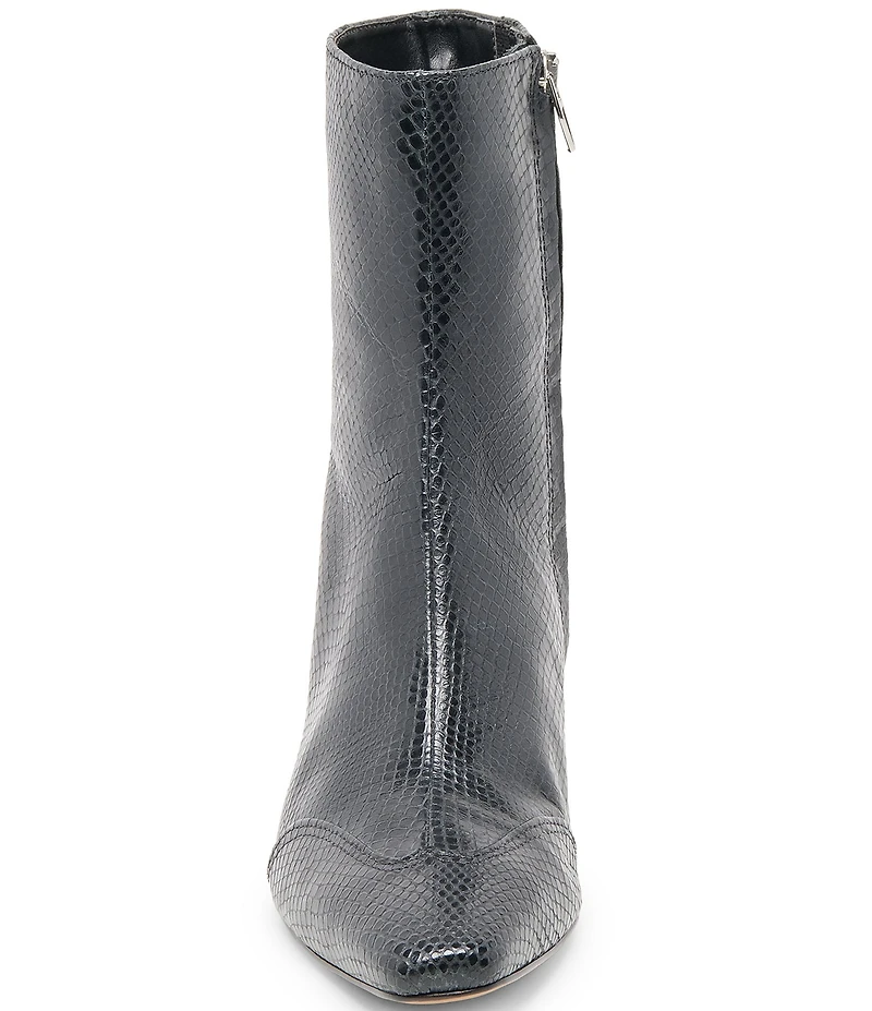 Dolce Vita Anika Snake Embossed Leather Wing Tip Kitten Heel Booties