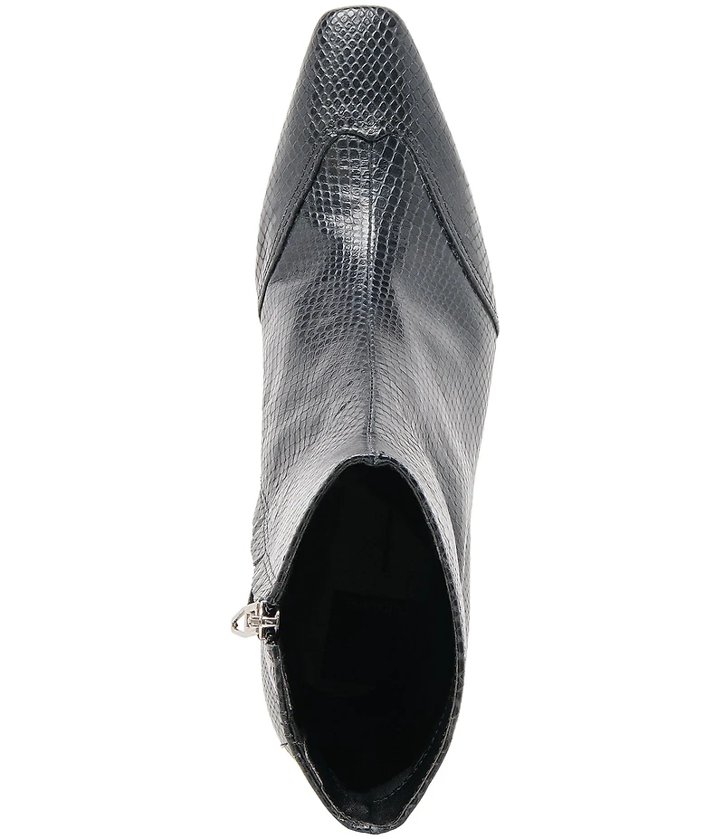 Dolce Vita Anika Snake Embossed Leather Wing Tip Kitten Heel Booties