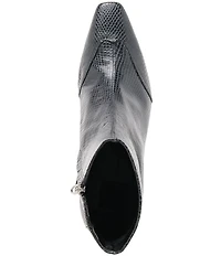 Dolce Vita Anika Snake Embossed Leather Wing Tip Kitten Heel Booties