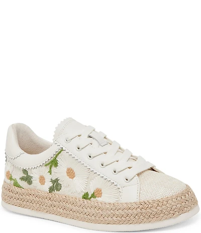 Dolce Vita Azalia Raffia Floral Embroidered Espadrille Sneakers