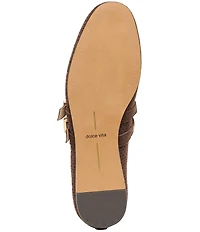 Dolce Vita Baylee Perforated Suede Grommet Hardware Double Buckle Mary Jane Ballet Flats