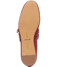Dolce Vita Baylee Perforated Suede Grommet Hardware Double Buckle Mary Jane Ballet Flats