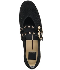 Dolce Vita Baylee Perforated Suede Grommet Hardware Double Buckle Mary Jane Ballet Flats