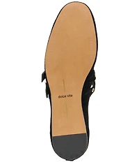 Dolce Vita Baylee Perforated Suede Grommet Hardware Double Buckle Mary Jane Ballet Flats