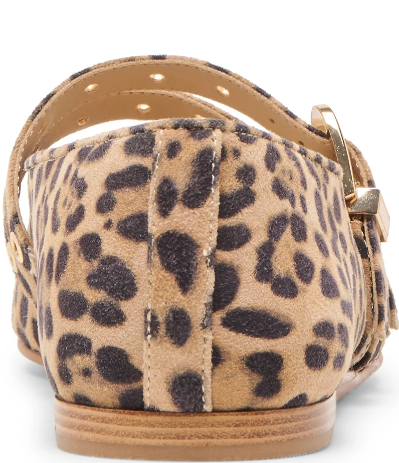 Dolce Vita Baylee Leopard Print Suede Mary Jane Double Buckle Hardware Ballet Flats