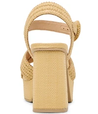 Dolce Vita Bety Raffia Ankle Strap Block Heel Platform Sandals