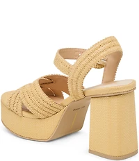 Dolce Vita Bety Raffia Ankle Strap Block Heel Platform Sandals