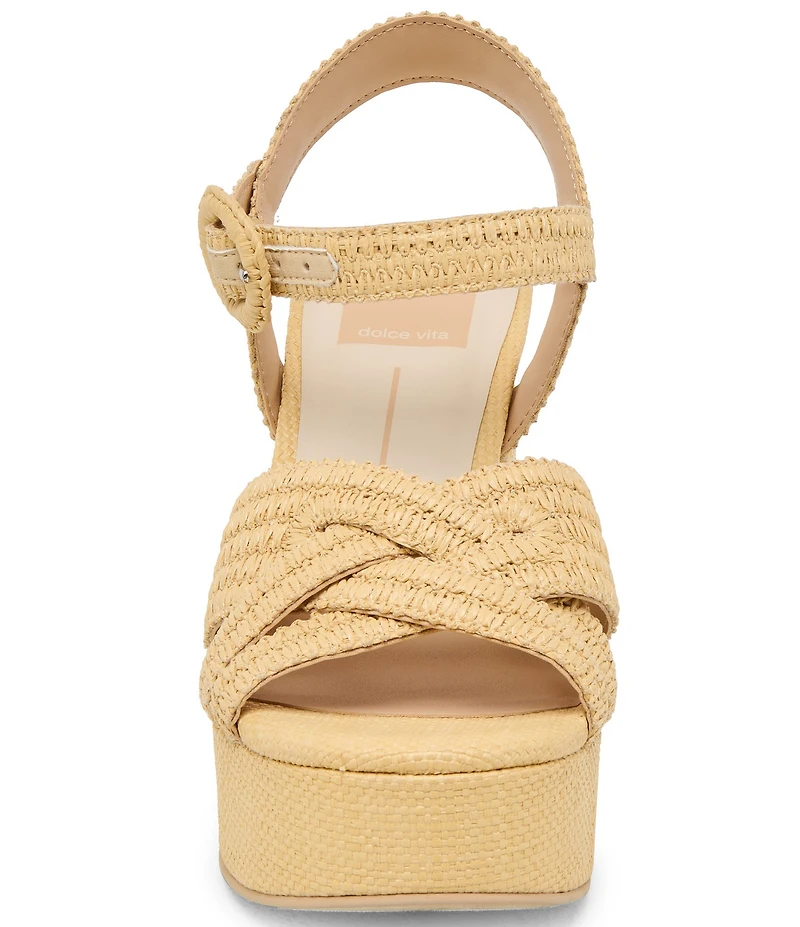 Dolce Vita Bety Raffia Ankle Strap Block Heel Platform Sandals