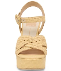 Dolce Vita Bety Raffia Ankle Strap Block Heel Platform Sandals
