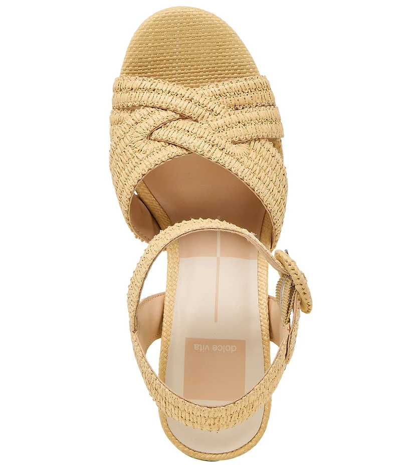 Dolce Vita Bety Raffia Ankle Strap Block Heel Platform Sandals