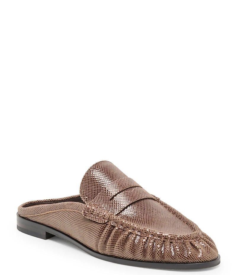 Dolce Vita Betzy Embossed Leather Pleated Loafer Mules