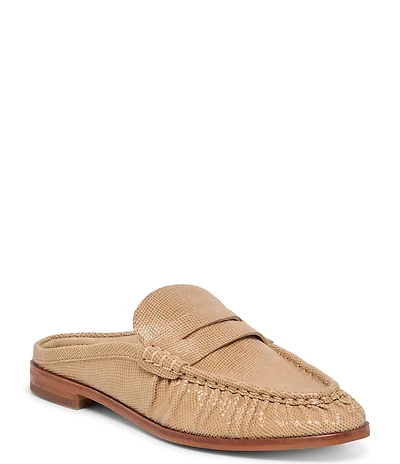 Dolce Vita Betzy Embossed Leather Pleated Loafer Mules