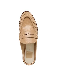 Dolce Vita Betzy Embossed Leather Pleated Loafer Mules