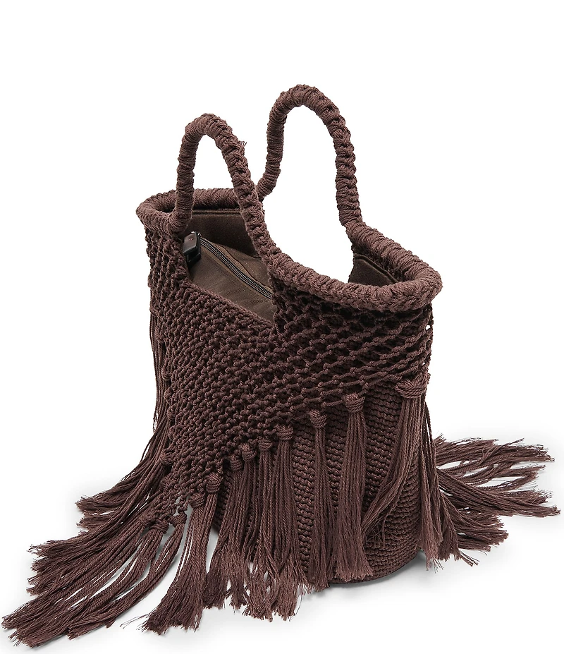 Dolce Vita Birch Crochet Macrame Top Handle Tote Bag
