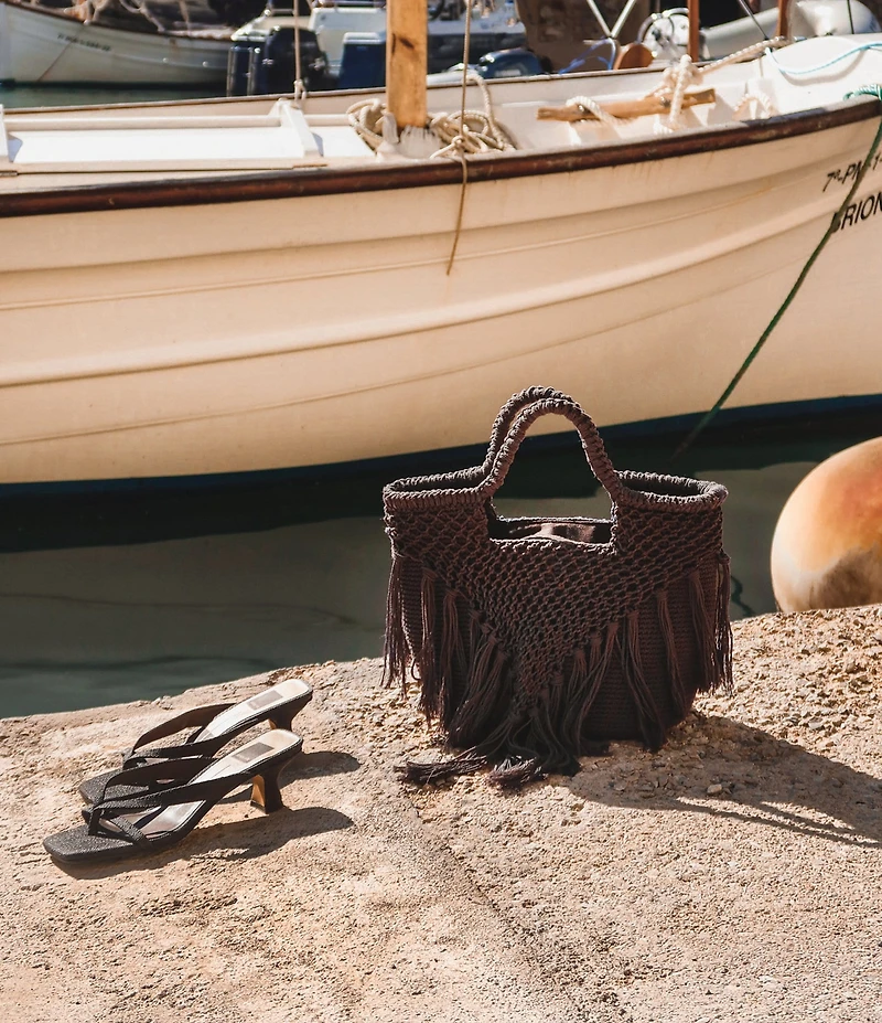 Dolce Vita Birch Crochet Macrame Top Handle Tote Bag