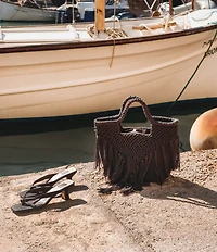 Dolce Vita Birch Crochet Macrame Top Handle Tote Bag