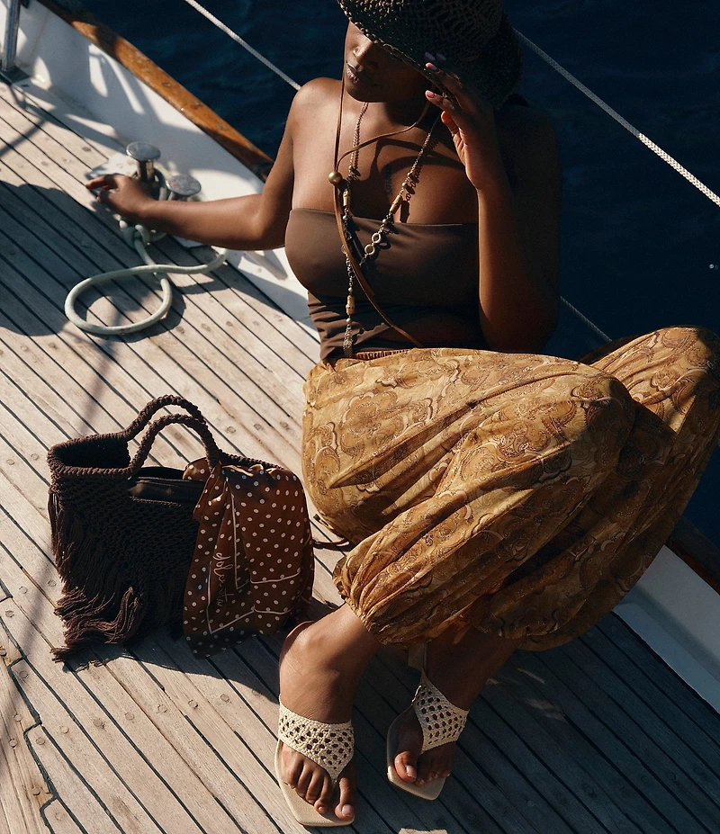 Dolce Vita Birch Crochet Macrame Top Handle Tote Bag