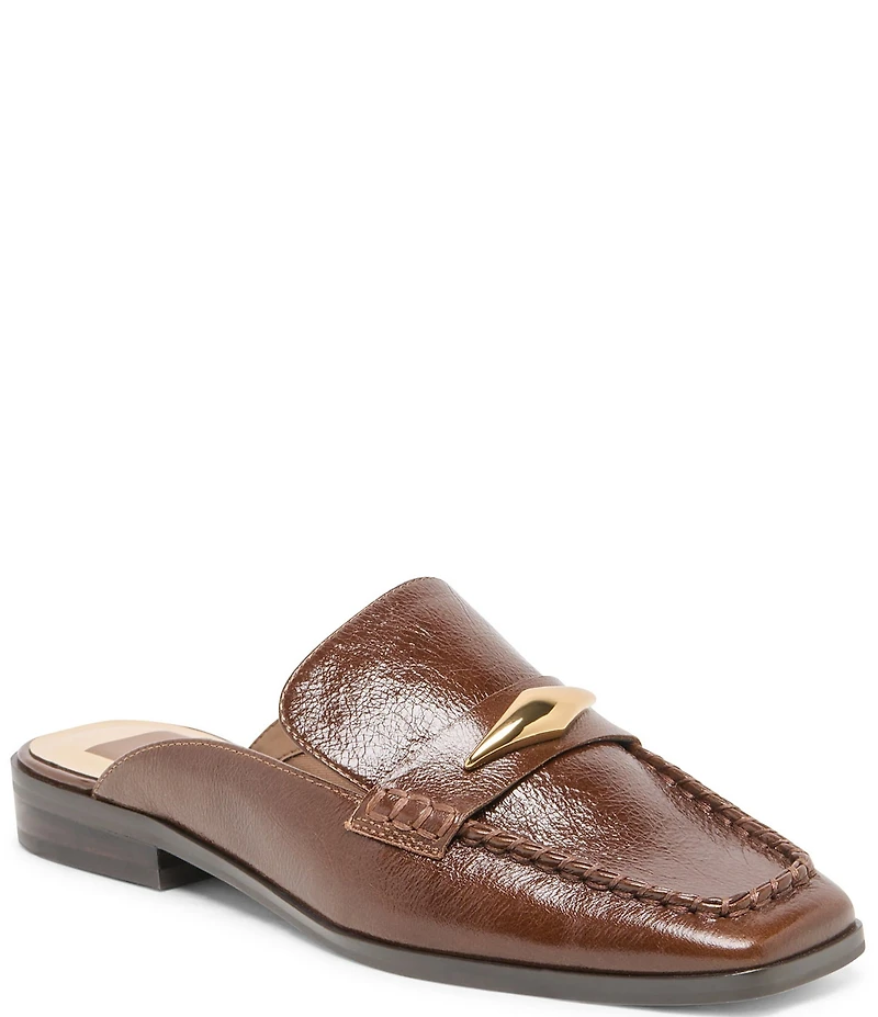 Dolce Vita Bowey Leather Metal Ornament Loafer Mules