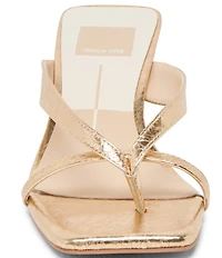 Dolce Vita Brevel Crushed Leather Thong Kitten Heel Dress Sandals