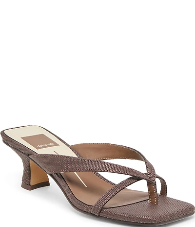 Dolce Vita Brevel Raffia Thong Kitten Heel Dress Sandals