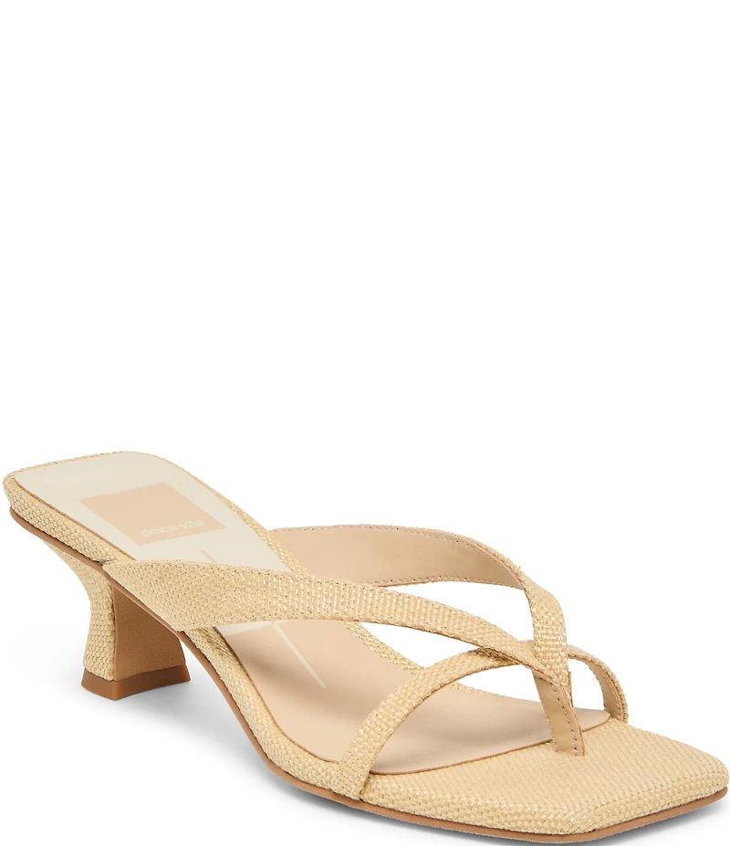 Dolce Vita Brevel Raffia Thong Kitten Heel Dress Sandals