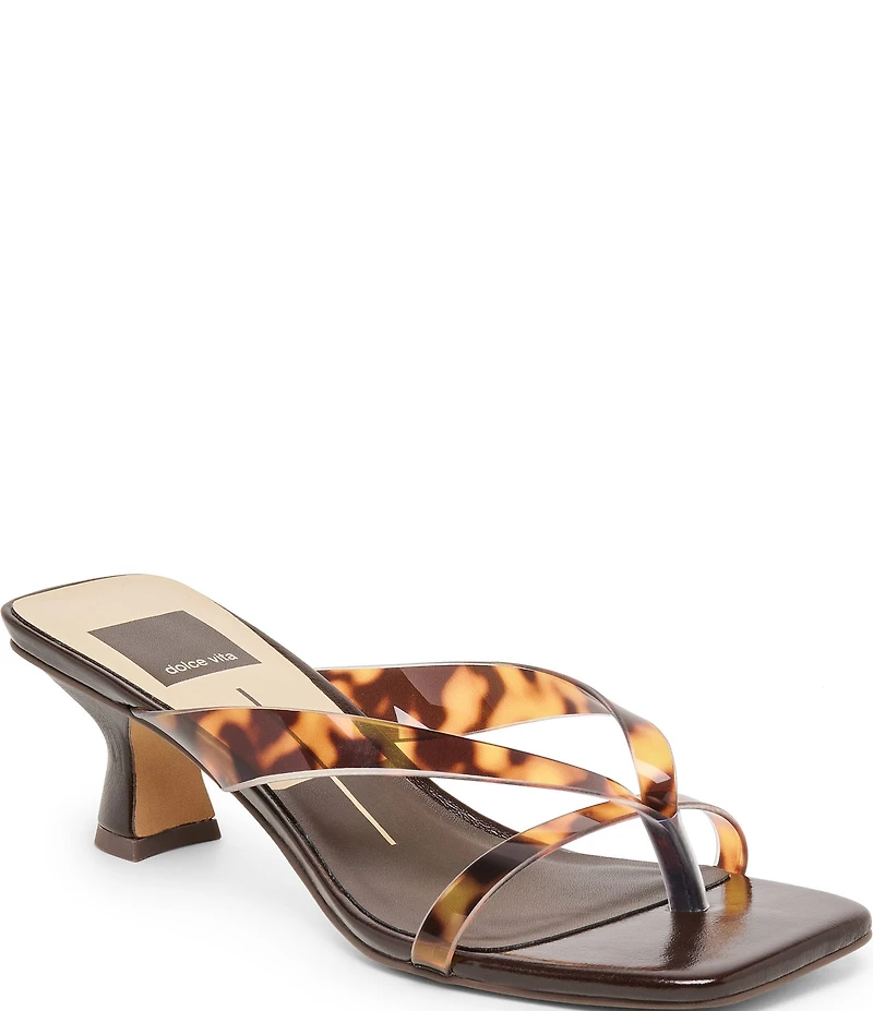 Dolce Vita Brevel Tortoise Vinyl Thong Kitten Heel Dress Sandals