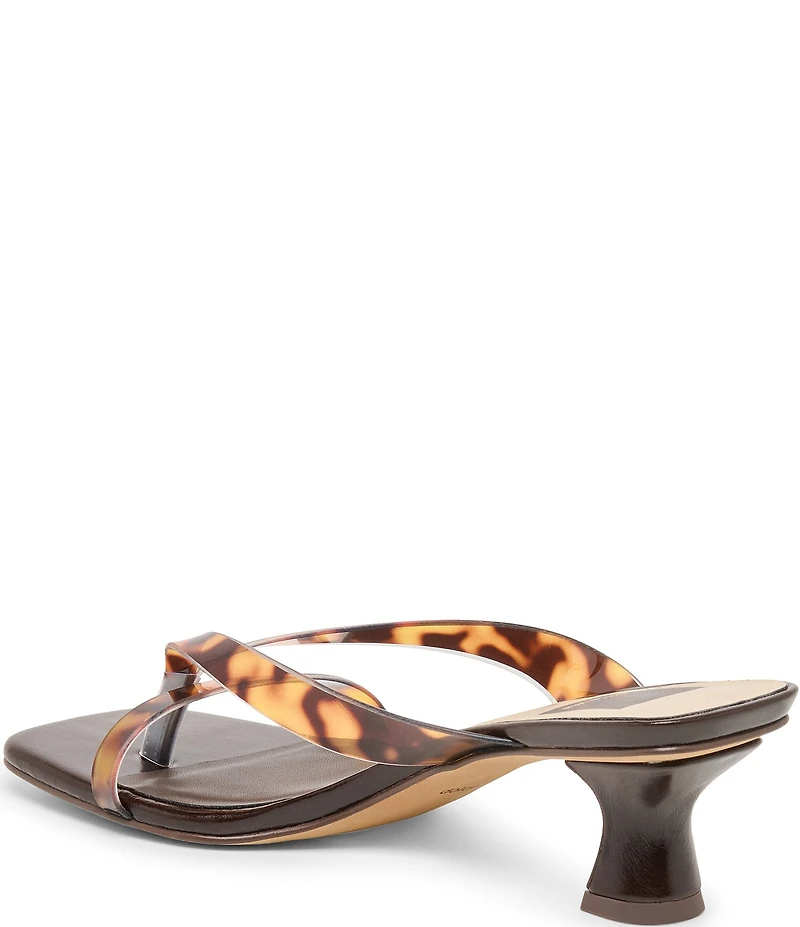 Dolce Vita Brevel Tortoise Vinyl Thong Kitten Heel Dress Sandals
