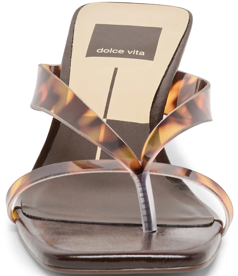 Dolce Vita Brevel Tortoise Vinyl Thong Kitten Heel Dress Sandals