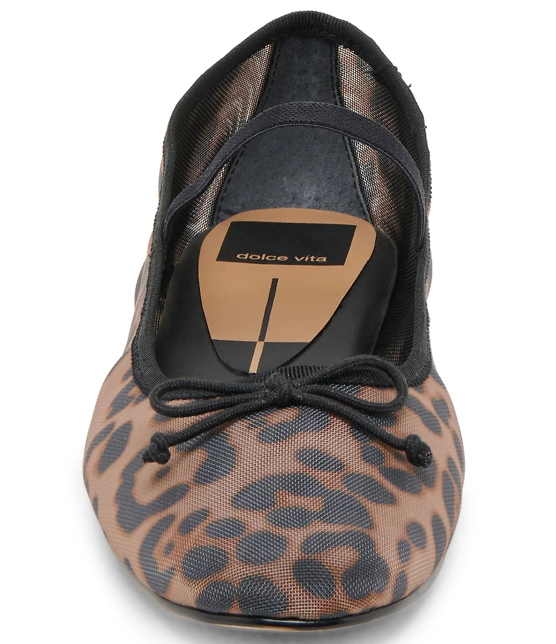 Dolce Vita Cadel Leopard Mesh Bow Mary Jane Ballet Flats