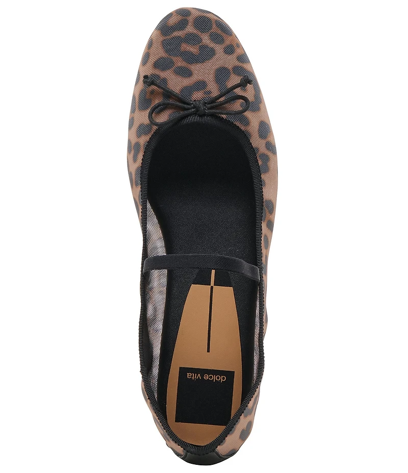 Dolce Vita Cadel Leopard Mesh Bow Mary Jane Ballet Flats