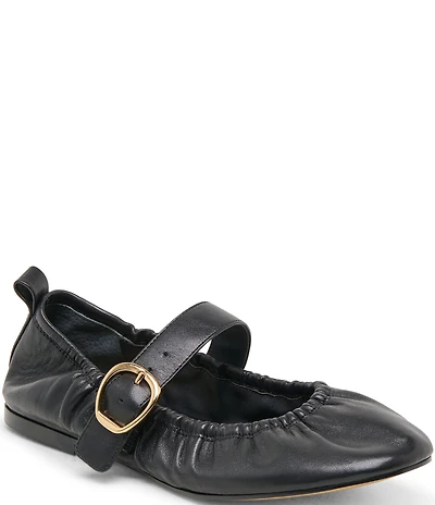 Dolce Vita Caely Ruched Leather Mary Jane Ballet Flats