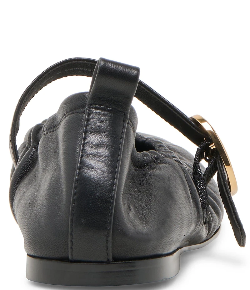 Dolce Vita Caely Ruched Leather Mary Jane Ballet Flats
