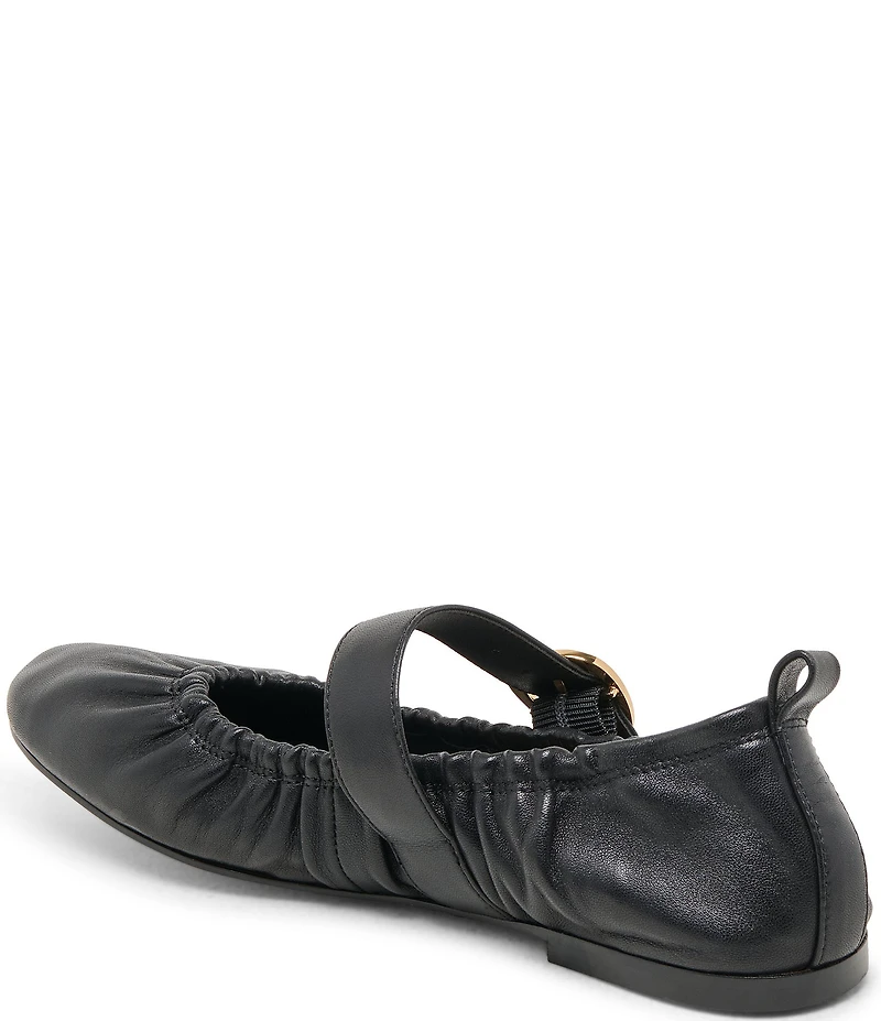 Dolce Vita Caely Ruched Leather Mary Jane Ballet Flats