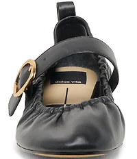 Dolce Vita Caely Ruched Leather Mary Jane Ballet Flats